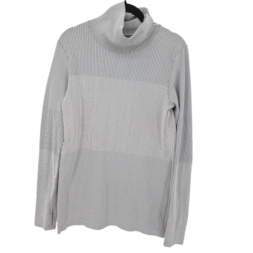 Athleta Flurry Base‎ Layer Top Ribbed Womens Large Gray Long Sleeve Outdoors